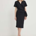 Sisley rochie diin culoareinegru, midi, drept