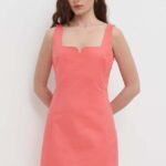 Sisley rochie culoarea portoctiu, ini, evazati