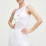EA7 Emporio Arini rochie culoarea alb, ini, evazati