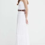 MICHAEL Michael Kors rochie culoarea alb, maxi, evazati