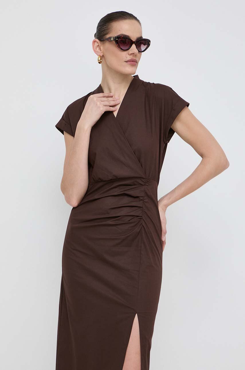 SS24-SUD1K2-89X_F1 Marella rochie culoarea maro, midi, drept 2413220000000 - imagine 1