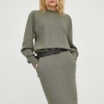 G-Star Raw rochie in bumbac culoarea verde, ini, evazati