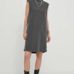 G-Star Raw rochie in bumbac culoarea gri, ini, drept