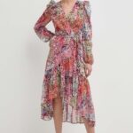 Morin rochie culoarea roz, midi, evazati