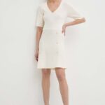 Morin rochie RMALICE culoarea bej, ini, evazati, RMALICE