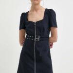 Morin rochie RPIRO culoarea albastru main, ini, mulata, RPIRO