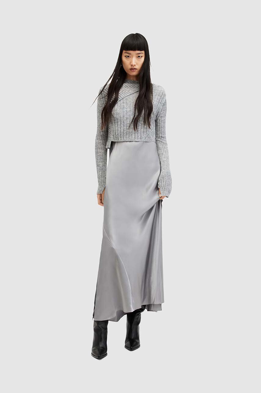 SS24-SUD1WD-SLV_F1 AllSints rochie si pulover in ina culoarea argitiu, maxi, drept - imagine 1
