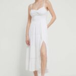 Hollister Co. rochie culoarea alb, maxi, evazati