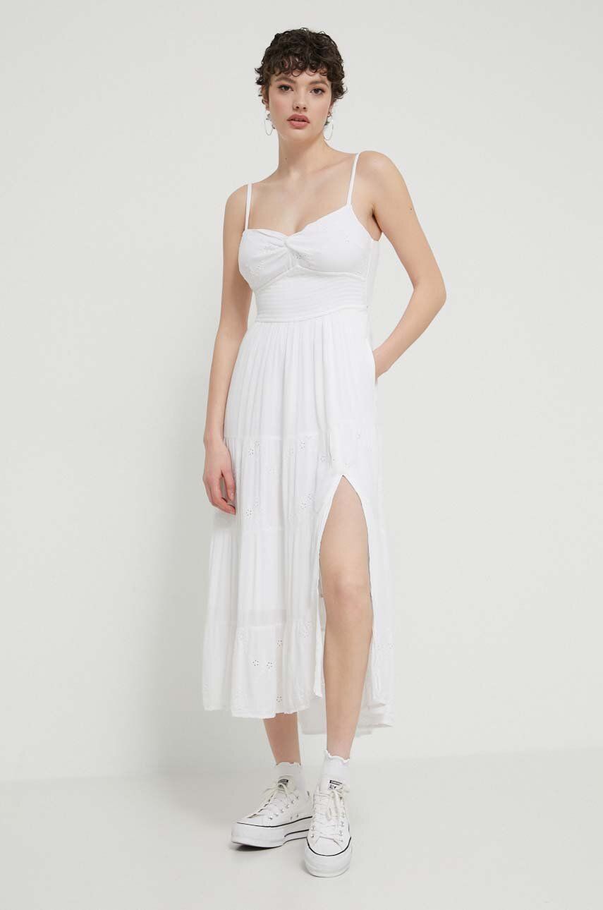 SS24-SUD1YF-00X_F1 Hollister Co. rochie culoarea alb, maxi, evazati - imagine 1