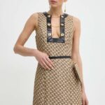 Elisabetta Finchi rochie culoarea bej, ini, mulata, AB64642E2