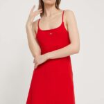 Tommy Jins rochie culoarea ro??u, ini, evaza??i DW0DW17988