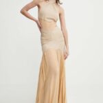 Aniye By rochie culoarea bej, maxi, evazati, 185024