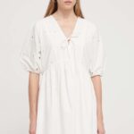 Desigual rochie in bumbac culoarea bej, ini, evazati