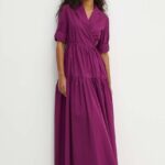 MAX&Co. rochie in bumbac culoarea violet, maxi, evazati, 2416221074200