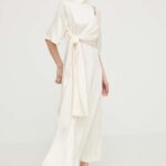 Gestuz rochie culoarea bej, maxi, oversize 10908920