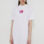 Karl Lagerfeld Jins rochie in bumbac culoarea alb, ini, oversize
