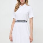 Karl Lagerfeld rochie in bumbac culoarea alb, ini, evazati