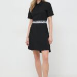 Karl Lagerfeld rochie in bumbac culoareinegru, ini, evazati