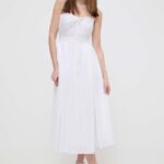 Karl Lagerfeld rochie culoarea alb, midi, evazati