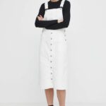 Levi's rochie jins culoarea bej, midi, evazati