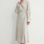 Gestuz rochie diin culoarea bej, midi, oversize, 10909105