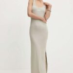 Gestuz rochie culoarea gri, maxi, mulata, 10909158