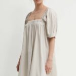Gestuz rochie diin culoarea bej, ini, evazati, 10909293
