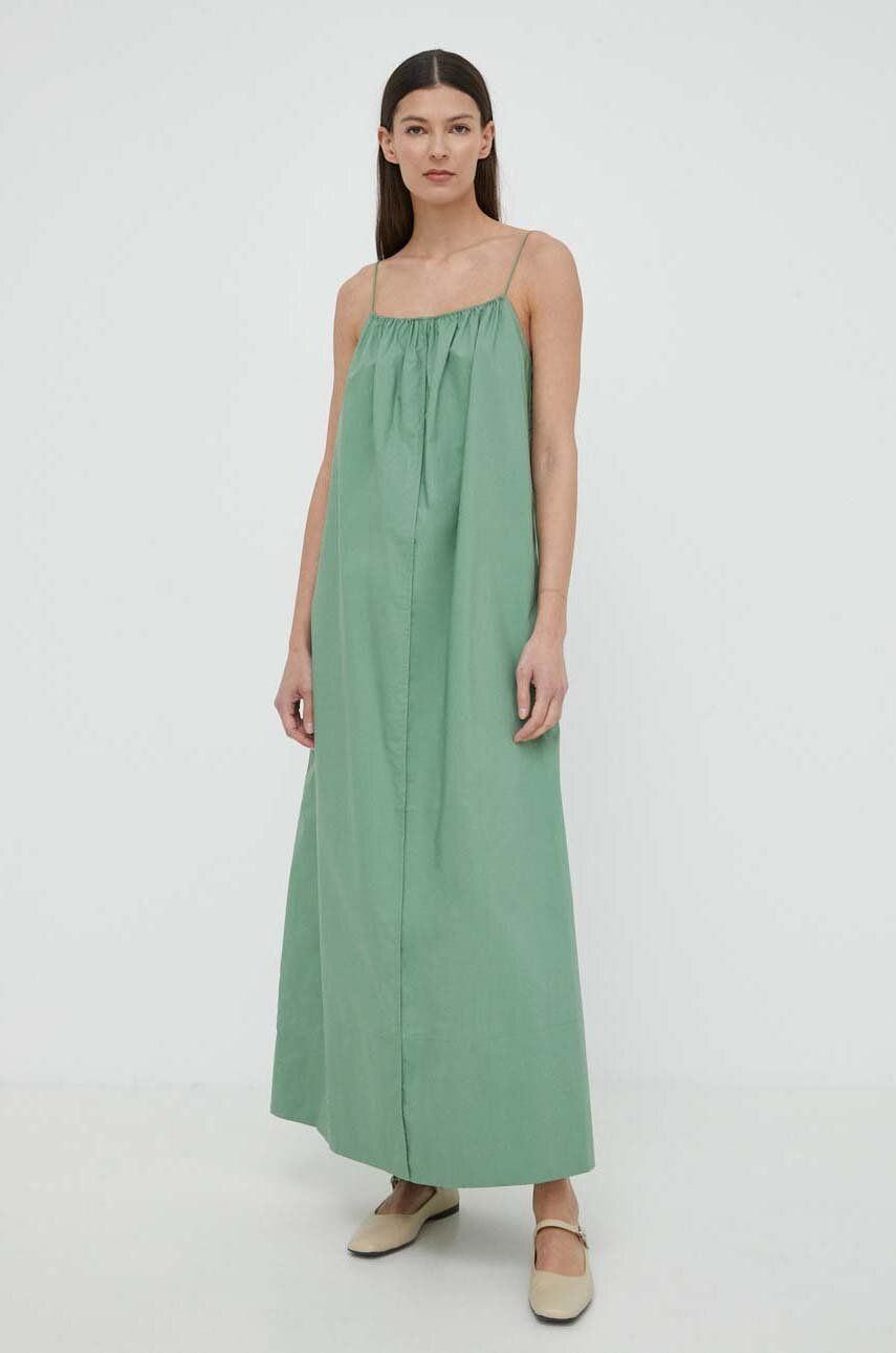 SS24-SUD28E-77X_F1 By Maine Birger rochie in bumbac culoarea verde, maxi, evazati - imagine 1