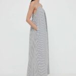By Maine Birger rochie in bumbac culoarea albastru main, maxi, evazati