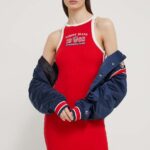 Tommy Jins rochie Archive Games culoarea ro??u, ini, mulata DW0DW18544