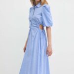 Bardot rochie in bumbac STRPE midi, evazati, 57347DB3