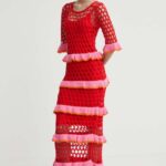 Never Fully Dressed rochie in bumbac culoarea rosu, maxi, drept