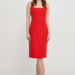 Artiti rochie culoarea rosu, midi, mulata