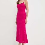 Bardot rochie AinI culoarea roz, maxi, evazati, 57998DB3