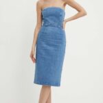 Bardot rochie jins inDA ini, mulata, 91355DB