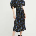Rotate rochie culoareinegru, midi, evazati