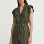 Brins Bazaar rochie in amestec dein OxalisBBGaia dress culoarea verde, ini, drept, BBW3939