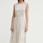 Brins Bazaar rochie ActiaBBKarola dress culoarea bej, maxi, evazati, BBW3944