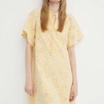 Brins Bazaar rochie in bumbac WoodineBBJulia dress culoarea galin, ini, evazati, BBW3948
