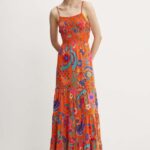 Superdry rochie in bumbac culoarea portoctiu, maxi, evazati, W8011675A-2KA