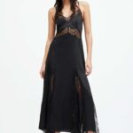 AllSints rochie in matase JASinE DRESS culoareinegru, maxi, evazati, W063DA