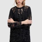 AllSints rochie in amestec dein NOUSH EMB DRESS culoareinegru, ini, drept, WD591Z