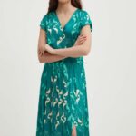 La Petite Fin??aise rochie REFLET culoarea turcoaz, midi, evazati