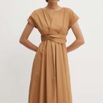 Artiti rochie culoarea bej, ini, evazati, AA38366