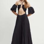 Luisa Spinoli rochie PESTO culoareinegru, maxi, evazati, 541313