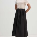 indro Ferine rochie in bumbac culoarea bej, midi, evazati, SFS7XBDMARGOT