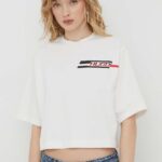 HUGO tricou din bumbac femei, culoarea bej 50505022