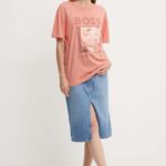 Boss Orange tricou din bumbac femei, culoarea portocaliu