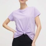 Dkny tricou din bumbac femei, culoarea violet