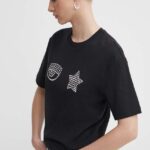 Chiara Ferragni tricou din bumbac femei, culoarea negru